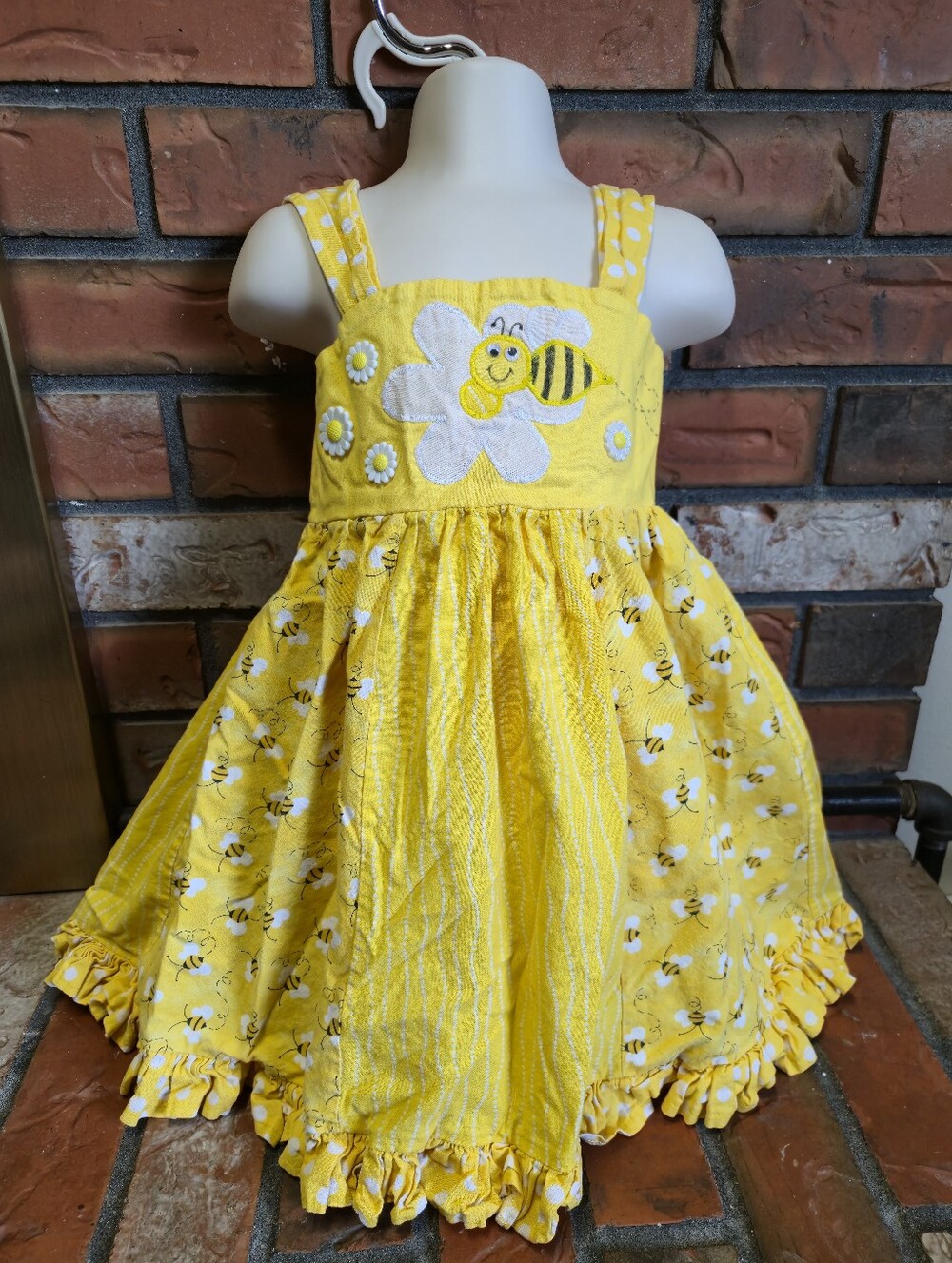Handmade Bees And Daisies Yellow Dress